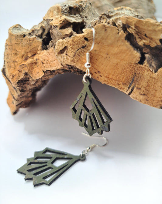 cork earrings, green 