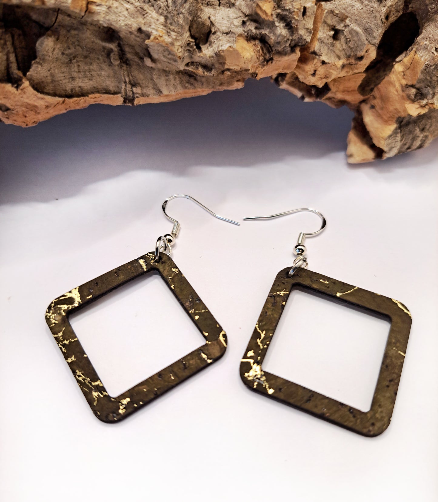 Sqare Cork Earrings green