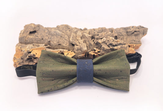 cork bow tie green and navy 