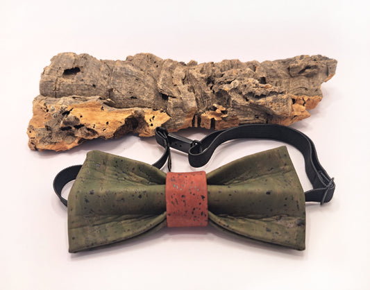 cork bow tie green and red