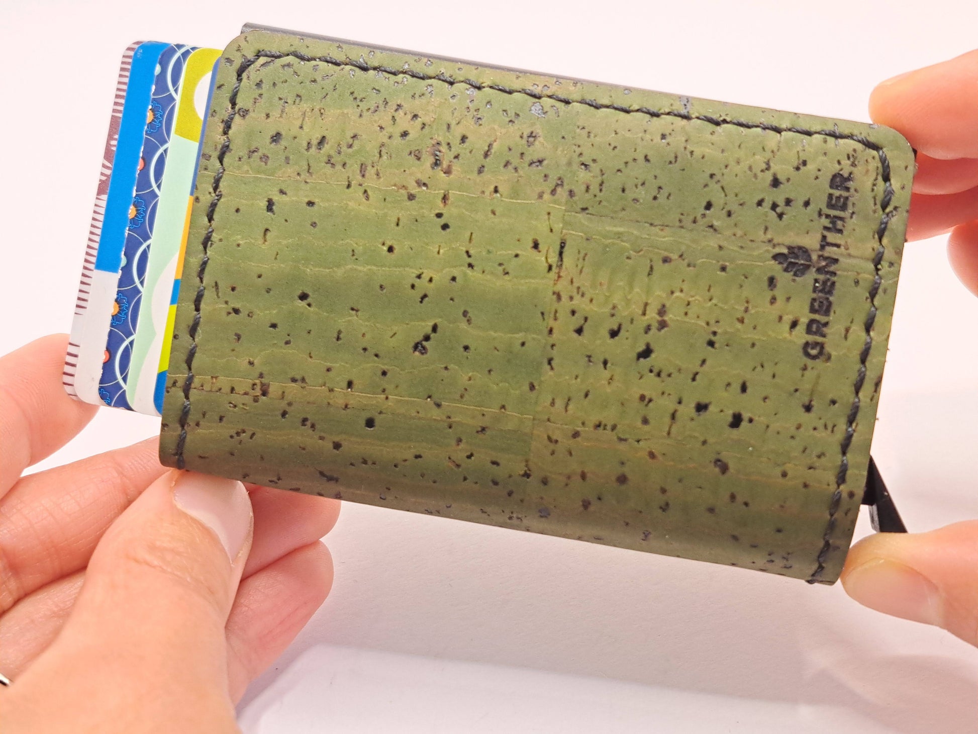 Personalized Green Cork RFID Wallet front