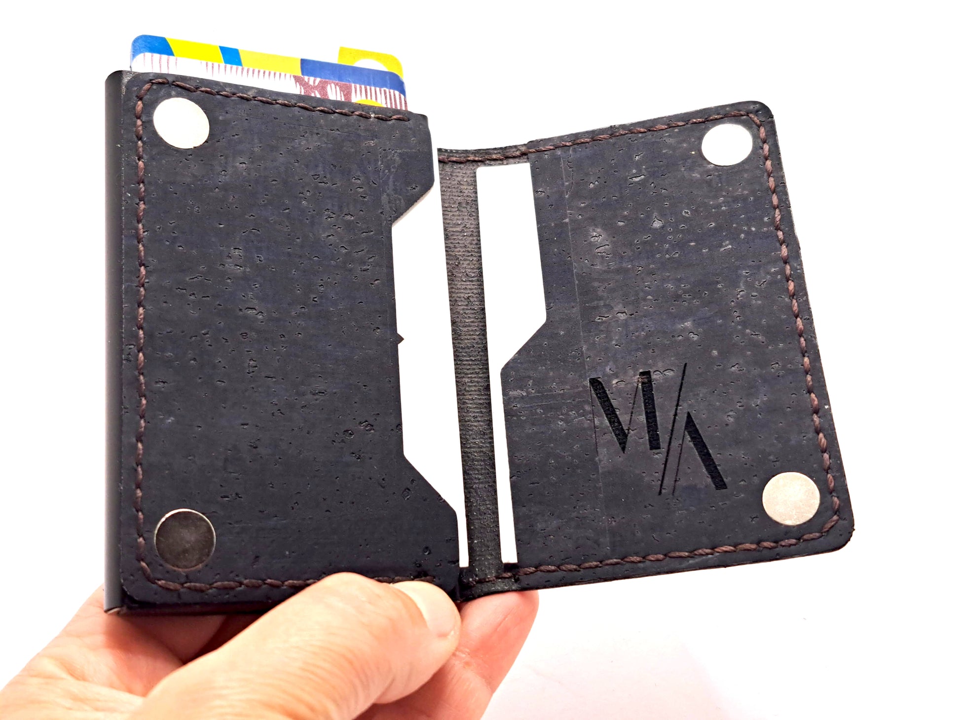 Personalized Navy Cork RFID Wallet